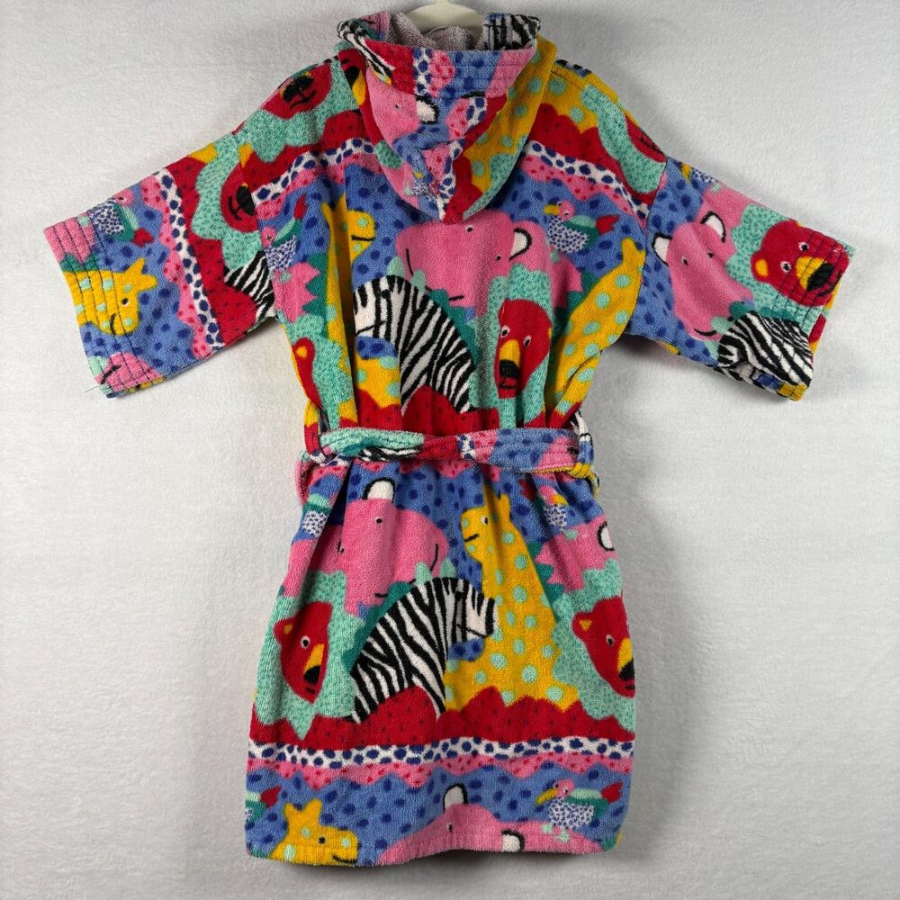 Vintage Renaissance Colorful Animal Print Childrens Robe w/ Belt- Size 8
